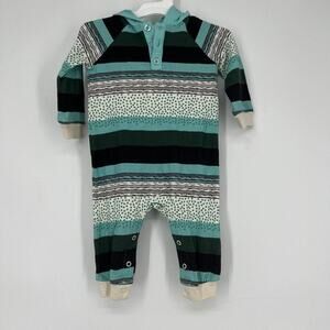 Peek Babies' Holiday Fashion Button Striped Hooded Romper Multicolor 6-12M NWT